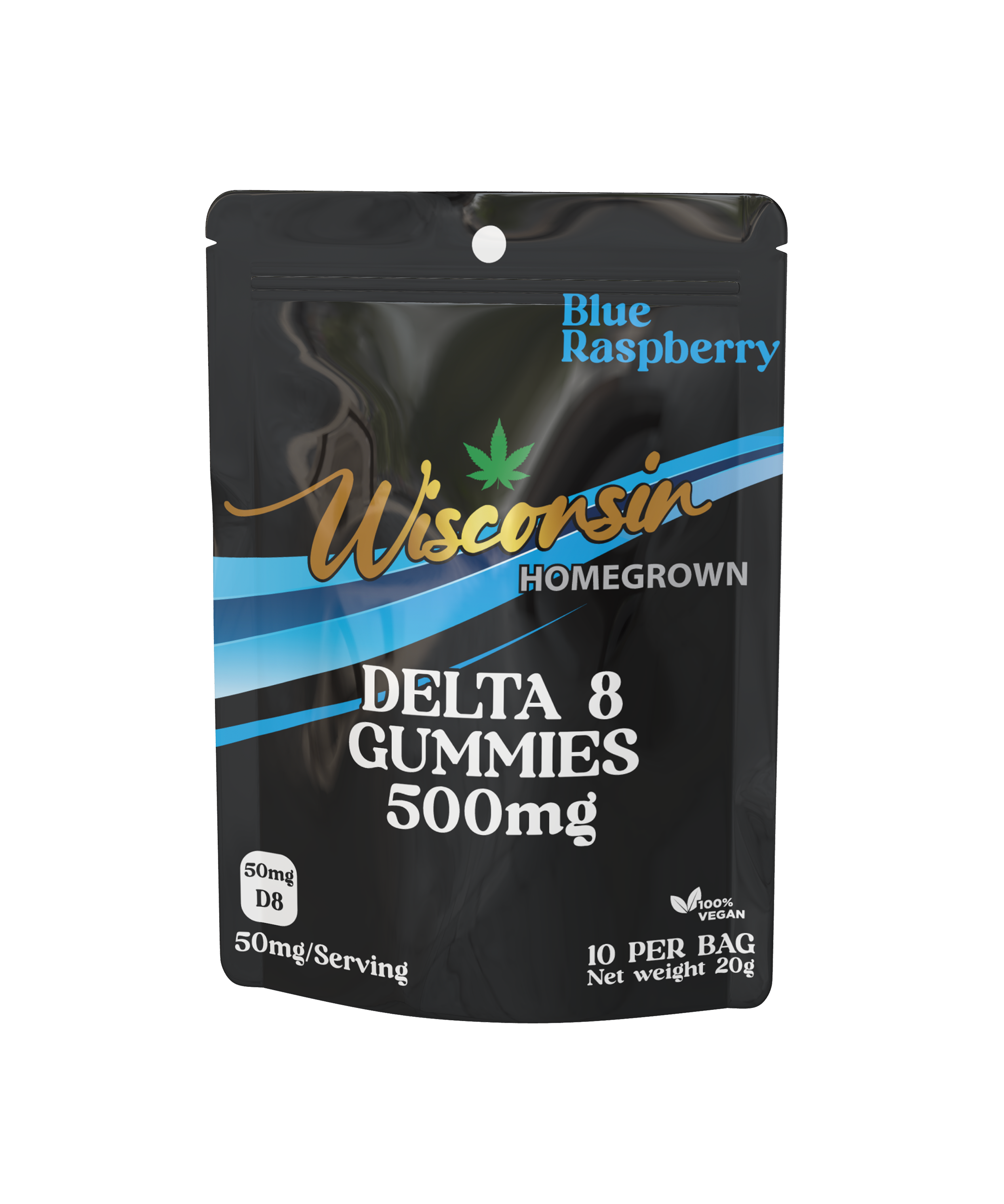 Delta 8 Blue Raspberry Gummies 10ct (50mg each)